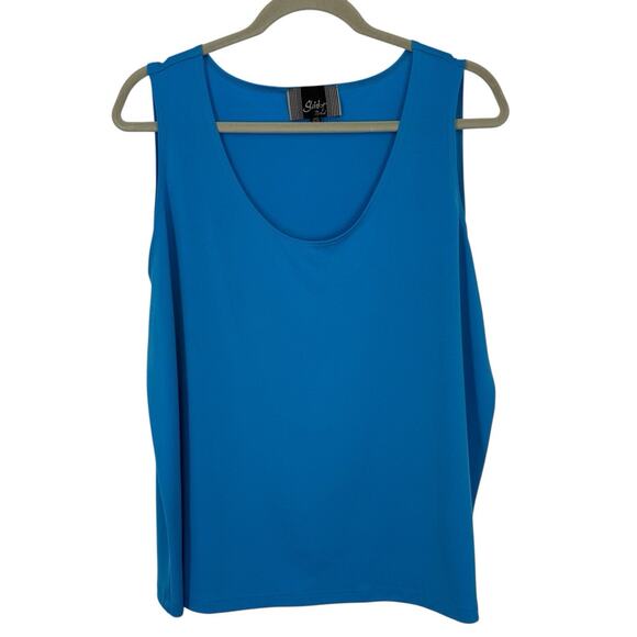 Slinky Brand Tank Top size 1X Scoopneck Bright Blue Stretch Jersey Pullover - Picture 1 of 7